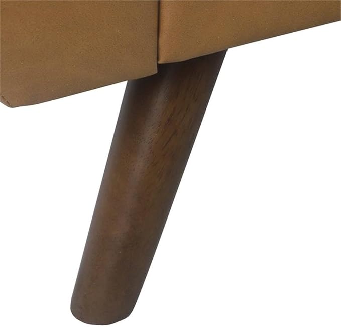 HomePop Modern Storage Bench with Wood Legs Home Décor|Bench with Storage for Living Room & Bedroom - Faux Leather Brown