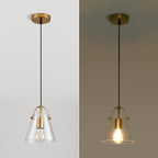 Brass Pendant Lights Kitchen Island,Modern Design Clean Clear Farmhouse Glass Pendant Light,Light Fixture Kitchen Pendant Medium Hanging Light Fixture for Sink A60 Bulb Recommened