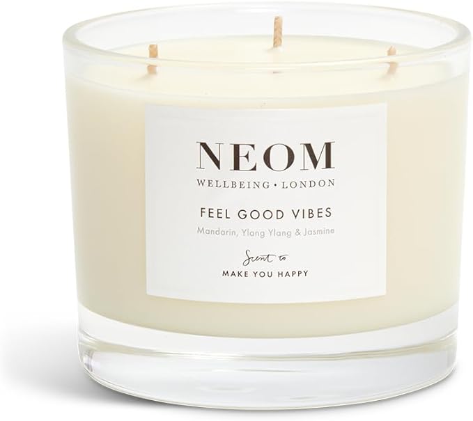 NEOM- Limited Edition Feel Good Vibes Candle |Mother's Day | Gift | Mandarin, Ylang Ylang & Jasmine (3 Wick)