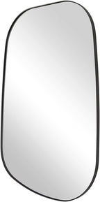 ANDY STAR 22"x30" Black Bathroom Mirror, Irregular Wall Mirror in Stainless Steel Metal Frame, Modern Matte Black Finish with Curved Edge Design, Wall-Mount Vertically or Horizontally