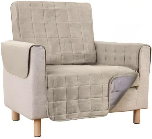 GORILLA GRIP Patented Waterproof Slip-Resistant 23" Chair Protector Cover, for Leather or Fabric Couch Cushion, Large Microsuede Furniture Covers Dogs Pets Machine Washable Slipcover, Taupe