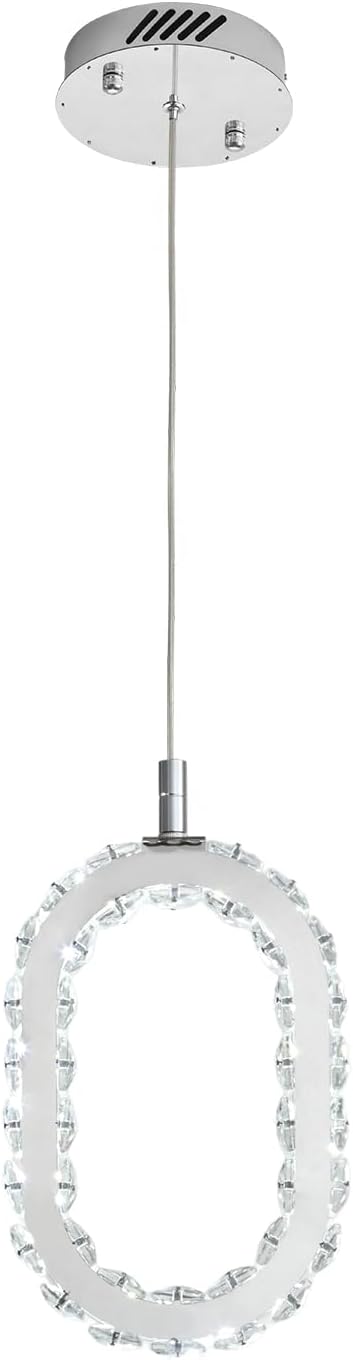 Chrome 1 Ring Pendant Lights Kitchen Island Single Head Crystal Chandeliers Foyer Entrance Modern LED Dimmable Chandeliers