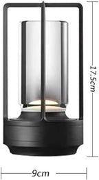 Portable Metal Table Lamp for Indoor/Outdoor ,Rechargeable Cordless LED Lamp, 3-Colour Infinitely Dimming Battery Powered Small Desk Lamp, Restaurant/Bedroom/Bar/Coffee Shop/Camping Light (Black)