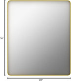 Gold Bathroom Mirror, 28x36 Inch Brushed Gold Metal Frame Mirror for Wall, Rounded Rectangle Bathroom Vanity Mirror, Tempered Glass, Anti-Rust, Horizontal/Vertical