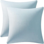 Throw Pillow Cases 18x18 Light-Blue: 2 Pack Cozy Soft Velvet Square Decorative Pillow Covers for Farmhouse Home Decor