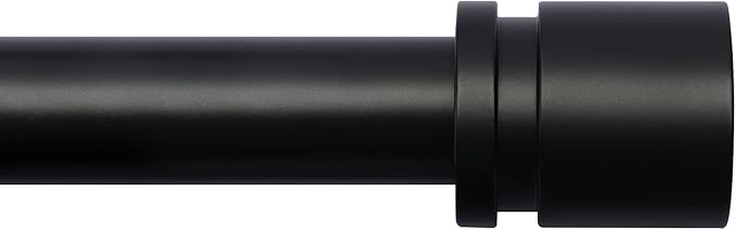 Curtain Rods for Windows 16 to 120 Inches Adjustable Length 1 Inch Diameter Window Curtain Rod with Aluminium Finials, Black