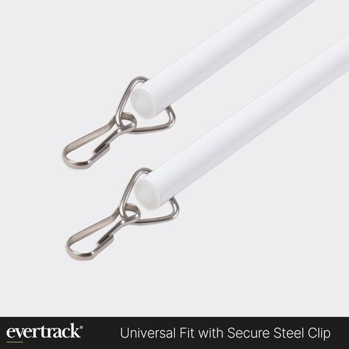 Curtain Wand - Aluminum Curtain and Drapery Pull Rod with Stainless Steel Hardware for Curtains, Draperies, and Room Divider Curtains - 24 Inches, White - Pack of 2