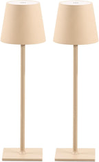 2 Pack Cordless Table Lamps, 3 Colors Stepless Dimming, 5000mAh Rechargeable Battery LED Desk Lamp for Bedroom/Couple Dinner/Desk/Cafe/Dining Room/Terrace