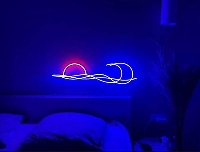 LED Decorative Lights USB Mountains Sunrise Sunset Led Neon Signs Home Decoration Wall Art Holiday Gift Brightness Adjustable 16.5''x9.5''