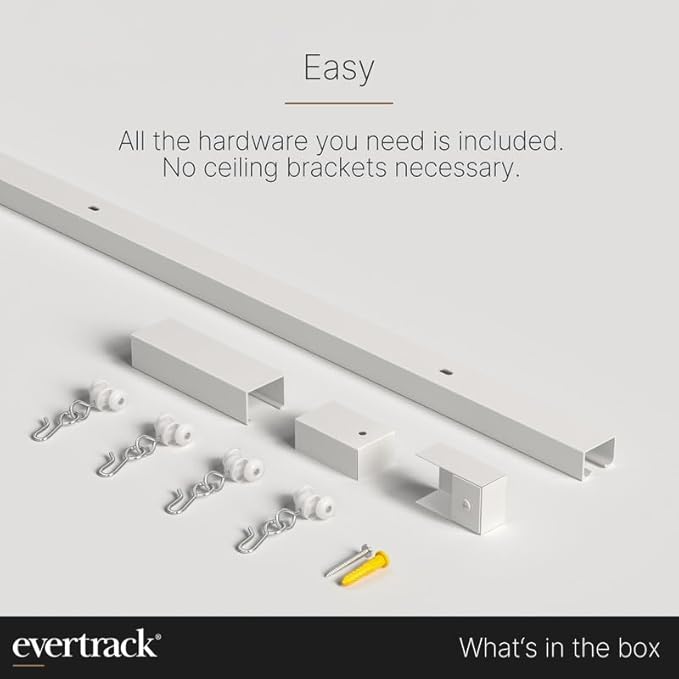 Curtain Track - Ceiling Mounted Curtain Rail for Curtains, Drapes, and Room Dividers - USA Made - Large (20 Feet), Pure White