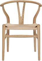 Tomile Solid Wood Wishbone Chair Y Chair Mid-Century Armrest Dining Chair, Hemp Seat (Ash Wood - Natural Wood Color)
