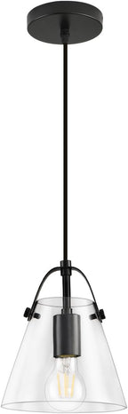 Black Pendant Lights Kitchen Island,Modern Design Clean Clear Farmhouse Glass Pendant Light,Light Fixture Kitchen Pendant Medium Hanging Light Fixture for Sink A60 Bulb Recommened