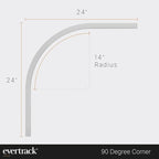 Curtain Track - Corner Section for Ceiling Curtain Track - USA Made - 90 Degree Bend, Pure White
