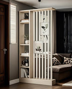 Wall Room Divider, Storage Cabinet Storage Display with Shelves, Modern Freestanding Wood Room Divider Screen, Wall Privacy Screens for Home Decorative (Beige+White,39.5" L x 9.5" W x 79.5" H)