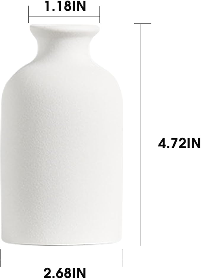 Modern White Small Ceramic Vase Set of 6 for Living Room Bedroom 4.72'' Minimalist Fresh Flower Vases for Home Decor Office Centerpieces Fireplace Nordic Style Gift for Fake Plant 6 Pack