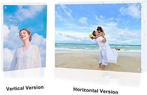 1Pack Acrylic Picture Frame,5x7 Clear Double Sided Photo Frame,Magnetic Photo Frames Desktop Display Family Baby Friends or Pet Dog Picture with Support Stand and Gift Boxes
