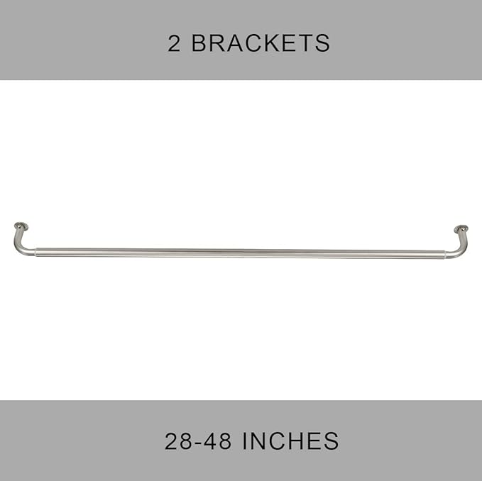 Room Darkening Curtain Rod, Wrap Around Design, Extra-Thick 1-Inch Diameter Single Drapery Rod, Extendable Metal Rod Set for the Blackout Curtains and Sheer (Satin Nickel, 28-48")