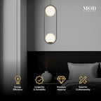 𝗠𝗢𝗗 𝗟𝗜𝗚𝗛𝗧𝗜𝗡𝗚 Jewels & Pearls | Modern Black Pendant Light Fixture, Globe Pendant Light for Kitchen Island Lighting, Dimmable LED Bulb Included, 1 Pack (Black | Warm White | Long Oval)