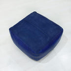 Square Shaped Goat Leather Handmade Eco-Friendly Blue Pouf - 21" x 21" x 12", Plain Solid, Recycled Foam with Fibre Fill Stuffed, Seating Pouf PF12