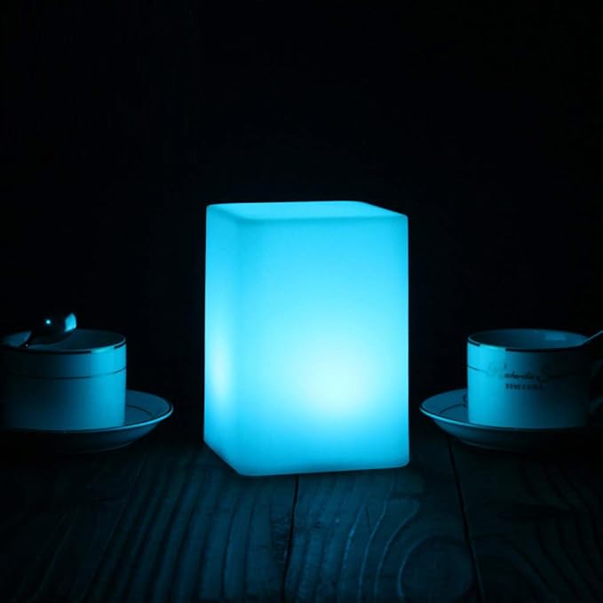 Mr.Go 6-inch Dimmable LED Night Light Mood Lamp for Kids and Adults - 16 RGB Colors - 8 Level Dimming - 4 Lighting Effects - Rechargeable - Remote Control - Decorative - Fun and Safe - White Cube