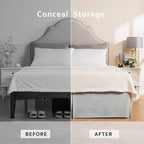 MIYE Pleated Waffle Weave Bed Skirt, Tailored Dust Ruffle 18 Inch Drop Easy Fit, Machine Washable (Light Grey, Twin - 18" Drop)