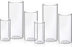 WDHODEC Cylinder Flower Vases 6PCS, Hurricane Candle Holders Pillar Votives Floating Candles Holder, Clear Glass Vase for Wedding Party Decoration 10" 7.8" 6"