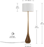 GLOBE Electric Novogratz x Harrington 65" Floor Lamp, 2-Tone Faux Wood Base, White Fabric Shade, Socket Rotary Switch 67225