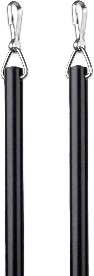 Curtain Wand - Aluminum Curtain and Drapery Pull Rod with Stainless Steel Hardware for Curtains, Draperies, and Room Divider Curtains - 24 Inches, Metallic Black - Pack of 2