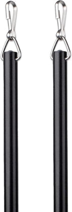Curtain Wand - Aluminum Curtain and Drapery Pull Rod with Stainless Steel Hardware for Curtains, Draperies, and Room Divider Curtains - 24 Inches, Metallic Black - Pack of 2