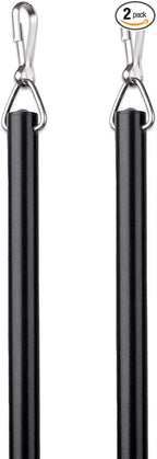 Curtain Wand - Aluminum Curtain and Drapery Pull Rod with Stainless Steel Hardware for Curtains, Draperies, and Room Divider Curtains - 48 Inches, Metallic Black - Pack of 2