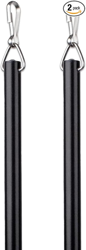 Curtain Wand - Aluminum Curtain and Drapery Pull Rod with Stainless Steel Hardware for Curtains, Draperies, and Room Divider Curtains - 48 Inches, Metallic Black - Pack of 2