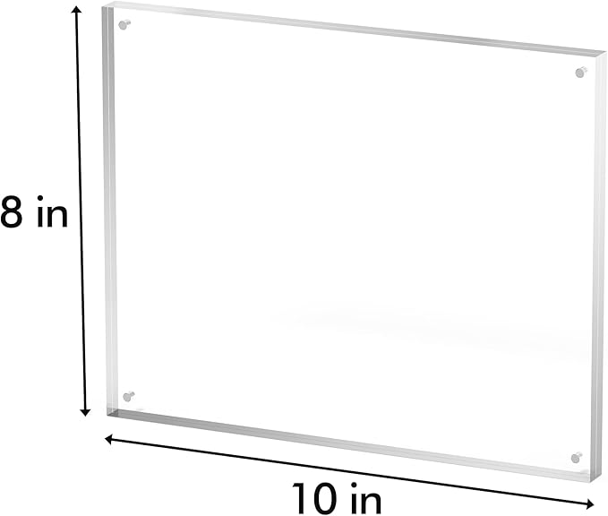 8x10 Acrylic Picture Frame 3 Pack, Clear Freestanding Double Sided Frameless Magnetic Photo Frames, Desktop Display Decor Gift