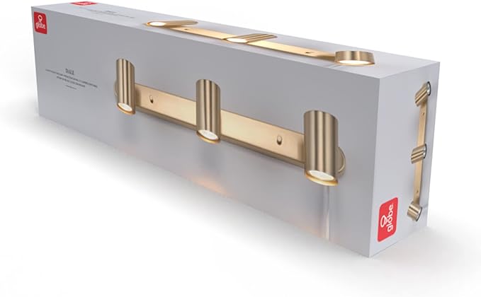 Globe Electric 59469 3-Light Plug-in Track Lighting, Matte Brass, Bulb Not Included