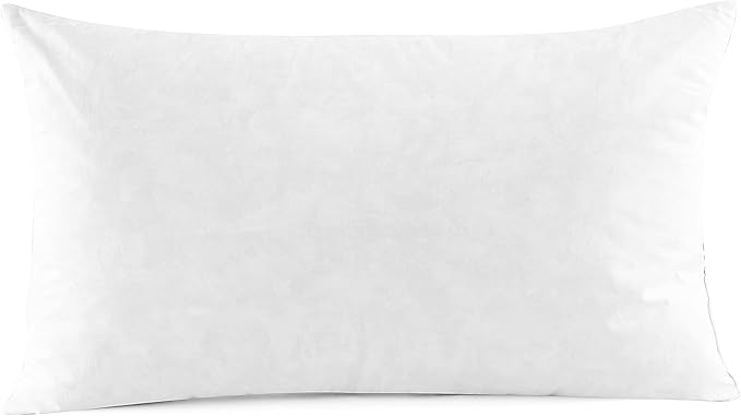 SNUG&COZY Luxury Goose Down Feather Pillow Inserts - 12x20IN, Double Layered Down-Proof Design, Ultra-Soft Cover, High Fill Weight, Pack of 2, White
