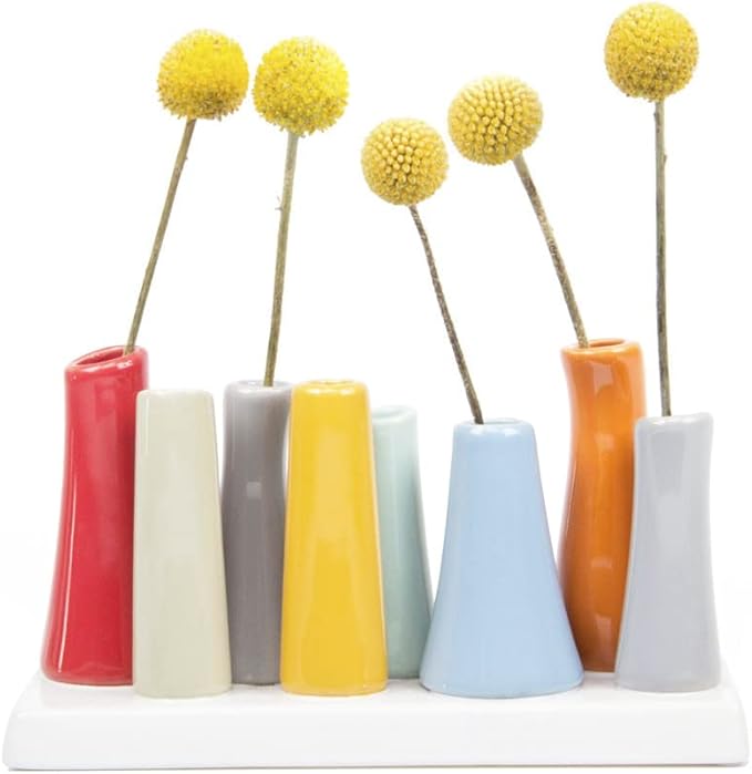 Chive - Pooley 2, Ceramic Flower Vase, 8-Tube Shape (Red)
