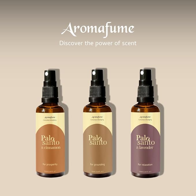 Palo Santo & Cinnamon Smudge Spray by Aromafume | 1 x 100ml / 3.38 fl oz l Aromatherapy | With Essential oils | Room Linen Spray | Natural Air freshners for home | Spiritual Meditation Accessories