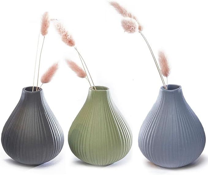Chive ‘Frost’ Ceramic Flower Vase — Set of 6 Beautiful Small Bud Vases for Flowers & House Plants — Perfect Shelf Centerpieces and Living Room Decor — Assorted Colors