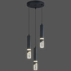 Modern Dimmable Led Pendant Lights Kitchen Island, Ideal for Living Room, Bedroom,Sink 18w LED Crystal Energy-Saving Hanging Lamp for Cozy Lighting (Black 3 Light)