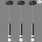 Modern Pendant Light Kitchen Fixture Dimmable LED Black Mini Pendant Lighting fo Kitchen Island Bedroom Bedside Table Small Pendant Lights (3-Pack)