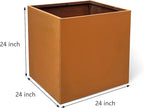 Corten Steel Planter Box Large Outdoor Planter Square Cube Planters Rustic Metal Garden Flower Pot 24 Inch Durable Antique Detached for Commercial Residential Patio Deck and Yard