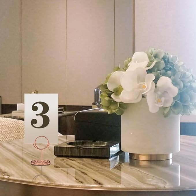 20Pcs Table Number Holders, Place Card Holder, Mini Table Card Holders, Cute Picture Holder Photo Holders for Wedding Reception Party, Table Centerpieces (Rose Gold)