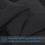 EASELAND Twin XL Down Alternative Comforter - Quilted Duvet Insert for All Seasons, Soft Lightweight with Corner Tabs, Summer Winter Warm Bedding, Black 68×92 Inches