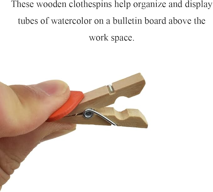 HAHIYO Heart Painted Mini Wooden Clothespin Clip Photo Paper Holders 1.38inch Tight Clamp Not Fray Rope Post Notices Handy Read for Hanging Postcard Wedding Orange 50PCS