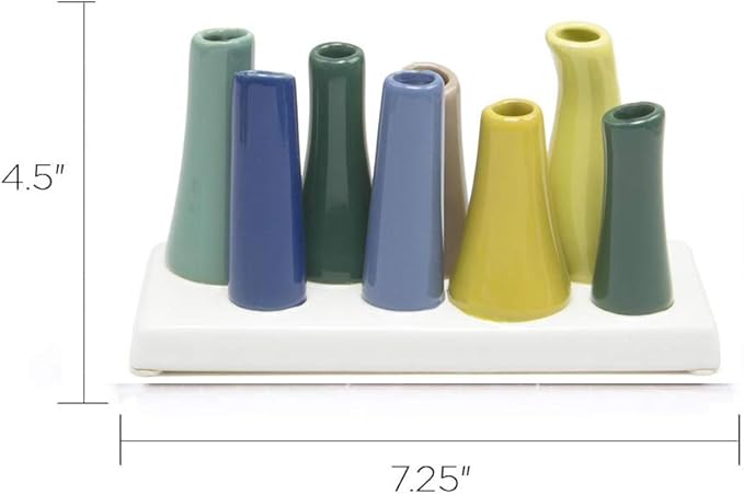 Chive - Pooley 2, Ceramic Flower Vase, 8-Tube Shape (Green)
