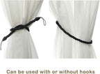 BEL AVENIR Curtain Ropes Tiebacks Tie-Backs Curtain Handmade Holdbacks with 2 Metal Screw Hooks (Navy, 2pack)
