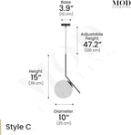 𝗠𝗢𝗗 𝗟𝗜𝗚𝗛𝗧𝗜𝗡𝗚 Jewels & Pearls | Modern Gold Pendant Light Fixtures, Hanging Globe Pendant Lights for Kitchen Island Lighting, Dimmable LED Bulb Included, 1 Pack (Gold | Warm White | L-Shape)