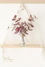Artificial Eucalyptus Stems in Glass Vase with Faux Water,3Pcs Fake Plant with Double-Sided Purple Leaves for Centerpiece(Double-Sided Purple Eucalyptus)