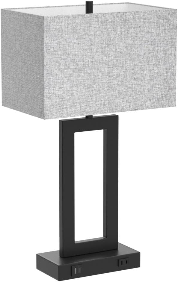 Set of 2 Modern Touch Control Table Lamps with 2 USB Ports, 22’’ Large Bedside Nightstand Lamps 3-Way Dimmable Desk Lamp with Grey Fabric Shade for Bedrooms Living Room Reading, 2 LED Bulbs Included