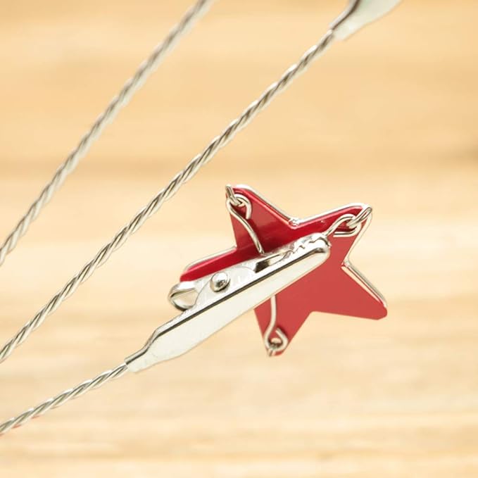 8-branch Family Tree Picture Frame Holder, Card Photo Clips Holder Desk Stand for Memo Paper Note Photo Christmas Wedding Card Display (Red Star)