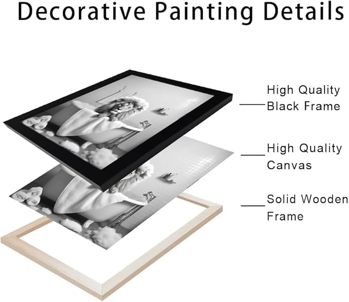 Framed Black and White Lion Wall Art Bathroom Pictures Wall Decor Funny Bathroom Wall Art Animal Canvas Print Artwork